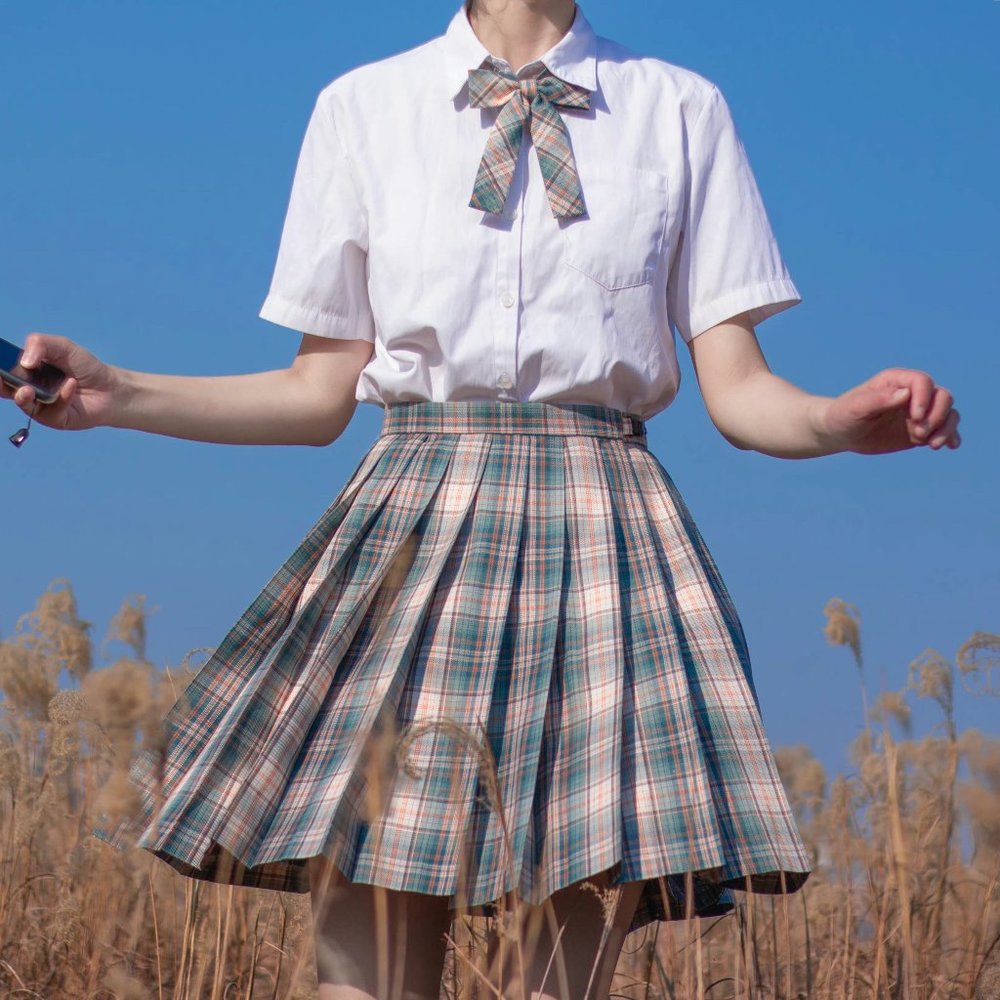 Cute Green Plaid Pleated Skirt JK Japanese School Uniform Kawaii Girl